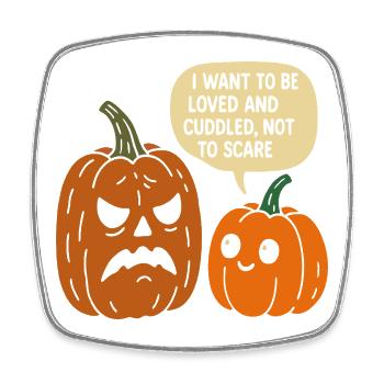 Kuscheliges Halloween Kürbis Duo - Viereckiger Kühlschrankmagnet - Weiß - Vorne