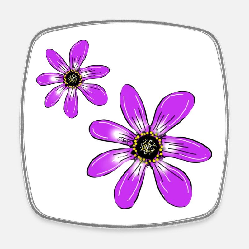 Fleurs Rose - Magnet carré - blanc