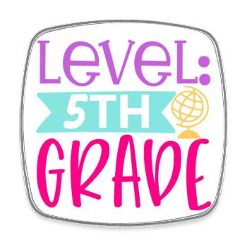 Grade 5 - Square fridge magnet - white - Front