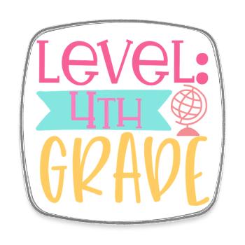 Grade 4 - Square fridge magnet - white - Front