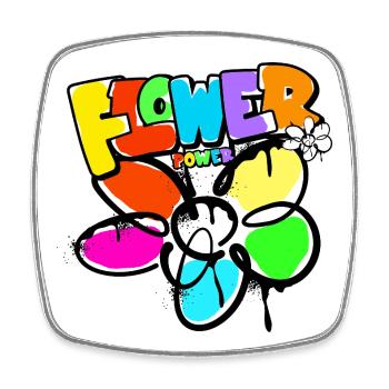 Flower Power Blumenkind Weltfrieden Graffit - Viereckiger Kühlschrankmagnet - Weiß - Vorne