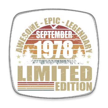 1978 September 1978 Anniversary September 1978 - Square fridge magnet - white - Front