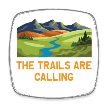 Die Trails rufen – es ist Zeit für einen Lauf - Viereckiger Kühlschrankmagnet - Weiß - Vorne