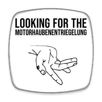 Motorhaubenentriegelung - Viereckiger Kühlschrankmagnet - Weiß - Vorne