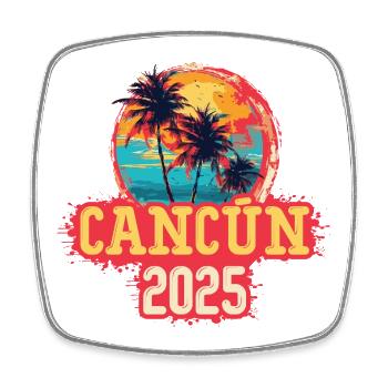 Cancun 2025 Palmen - Viereckiger Kühlschrankmagnet - Weiß - Vorne