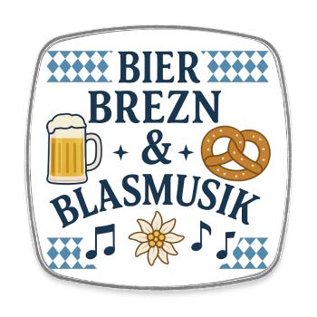 bier brezn und blasmusik - Viereckiger Kühlschrankmagnet - Weiß - Vorne