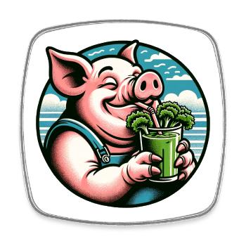 Piggy Loves Green Juice - Square fridge magnet - white - Front