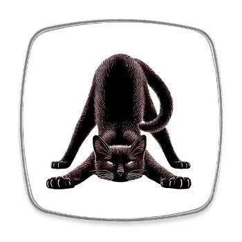 Black cat in yoga pose - Square fridge magnet - white - Front
