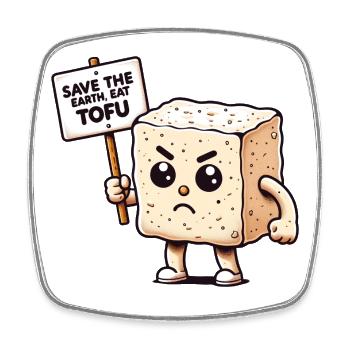 Tofu Erde Verteidiger - Viereckiger Kühlschrankmagnet - Weiß - Vorne