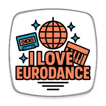 Eurodance Love Neon Design - Viereckiger Kühlschrankmagnet - Weiß - Vorne