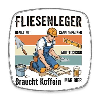Der Fliesenleger - Viereckiger Kühlschrankmagnet - Weiß - Vorne