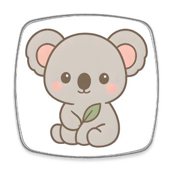 Mignon design d’ours koala avec des feuilles - Magnet carré - blanc - Devant