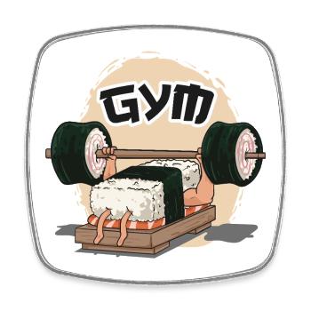 Sushi Humour dans la salle de sport - Magnet carré - blanc - Devant