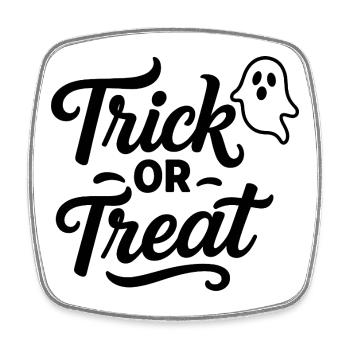 Trick or Treat with Ghost - Square fridge magnet - white - Front