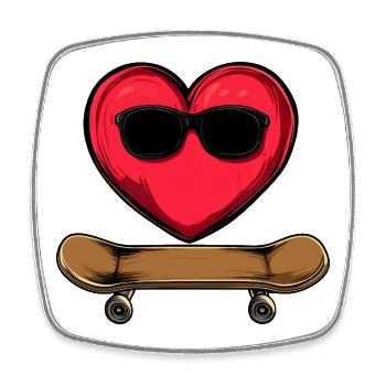 Hearts Skater / Skateboard Heart - Square fridge magnet - white - Front