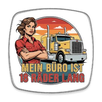 My office is 18 wheels long - Square fridge magnet - white - Front