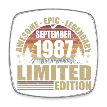 1987 septembre 1987 Anniversaire septembre 1987 - Magnet carré - blanc - Devant