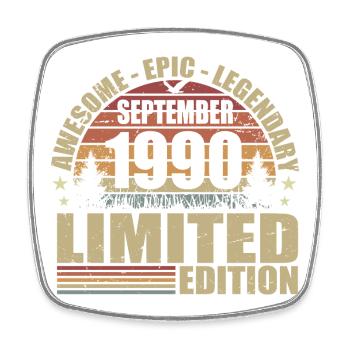 1990 septembre 1990 Anniversaire septembre 1990 - Magnet carré - blanc - Devant