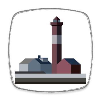 Stilisierter Seestern-Leuchtturm - Viereckiger Kühlschrankmagnet - Weiß - Vorne