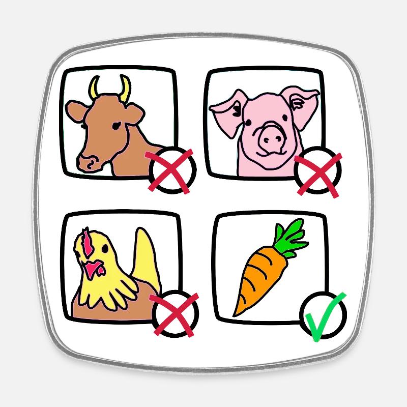 Vegetarisch international - Viereckiger Kühlschrankmagnet - Weiß