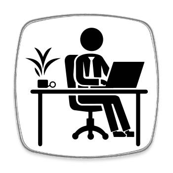 Worker Computer Job Desk - Square fridge magnet - white - Front