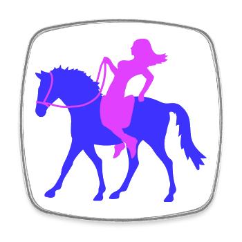 cheval cavalier fille femme équitation silhouette fun - Magnet carré - blanc - Devant