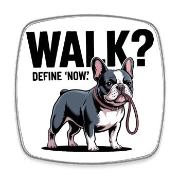 Temps de promenade du bouledogue français - Magnet carré - blanc - Devant