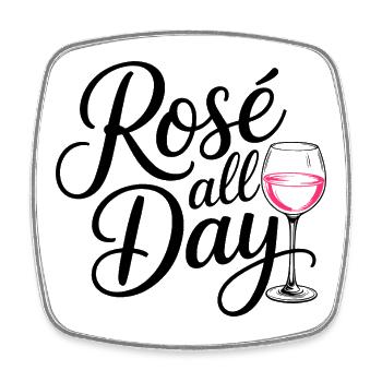 Rosé All Day Wein - Viereckiger Kühlschrankmagnet - Weiß - Vorne