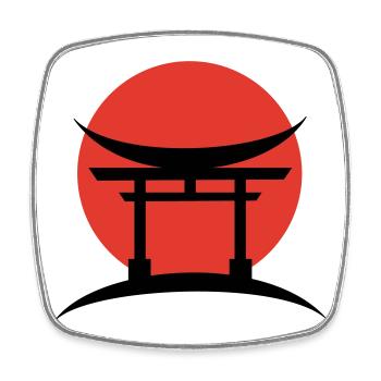 Abstract Gradient Japanese Torii - Square fridge magnet - white - Front