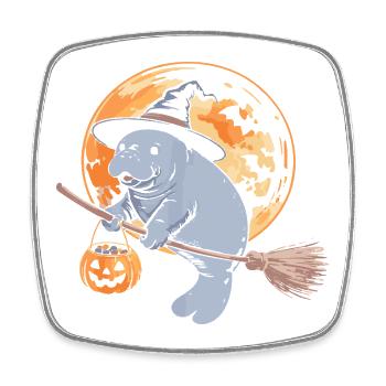 Skurrile Nilpferd Hexe Halloween Design - Viereckiger Kühlschrankmagnet - Weiß - Vorne