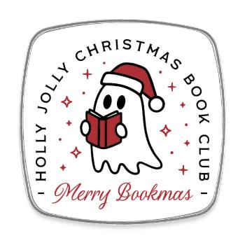 Christmas book club ghost puns funny reader wishes - Square fridge magnet - white - Front