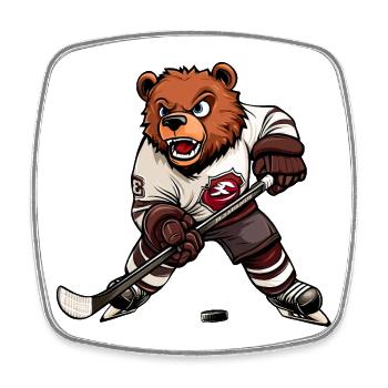 Bär Eishockeyspieler - Square fridge magnet - white - Front