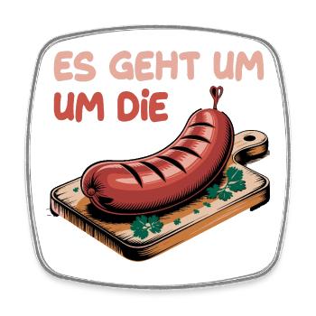  Es Geht Um Die Wurst Humorvolle Illustration - Viereckiger Kühlschrankmagnet - Weiß - Vorne