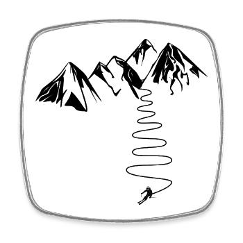 Gift for high mountain skiers in the Alps Pyrenees - Square fridge magnet - white - Front
