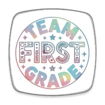 Team First Grade Back To School - Square fridge magnet - white - Front