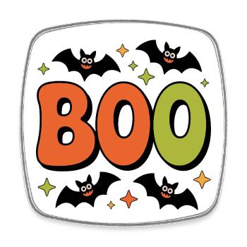 Halloween Retro Groovy BOO with Bats - Square fridge magnet - white - Front