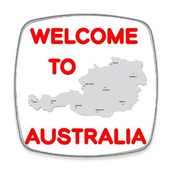 Welcome design Autriche et Australie - Magnet carré - blanc - Devant