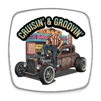 Nostalgic Cruising Moment Vintage Design - Square fridge magnet - white - Front