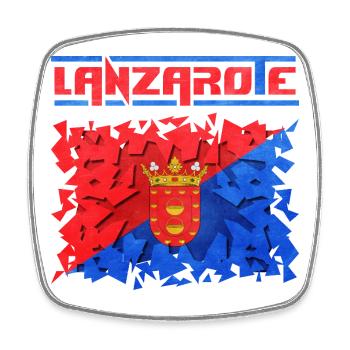 Inscription de l’île de Lanzarote avec armoiries - Magnet carré - blanc - Devant