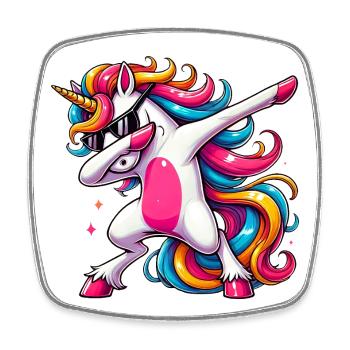 Dabbing Einhorn Regenbogen Unicorn Kinder - Viereckiger Kühlschrankmagnet - Weiß - Vorne