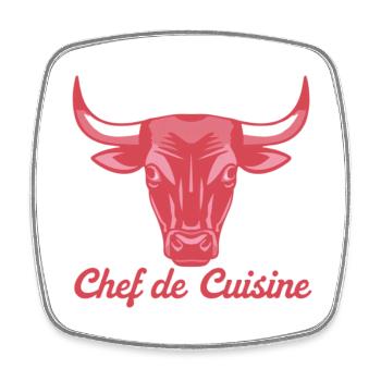 Illustration de taureau de cuisine - Magnet carré - blanc - Devant