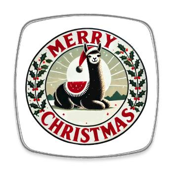 Illustration de Noël festive avec un lama - Magnet carré - blanc - Devant