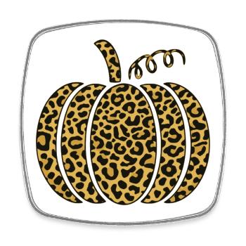 Leopardenmuster Kürbis Illustration - Viereckiger Kühlschrankmagnet - Weiß - Vorne