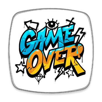 Game Over Graffiti Style Design - Viereckiger Kühlschrankmagnet - Weiß - Vorne