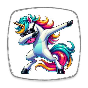 Dab Einhorn Dabbing Einhörner Unicorn Mädchen - Viereckiger Kühlschrankmagnet - Weiß - Vorne