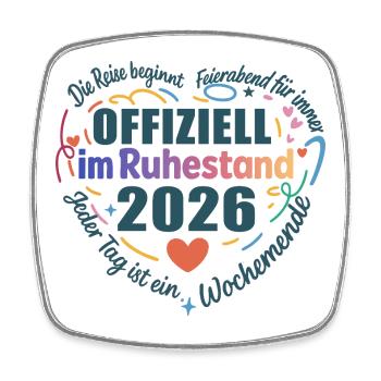 Officially retired 2026 heart design - Square fridge magnet - white - Front