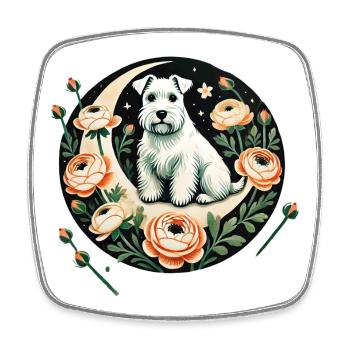 Wunderlicher West Highland Terrier und Blumenszene - Viereckiger Kühlschrankmagnet - Weiß - Vorne