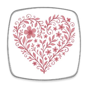 Filigranes  Blumenherz Motiv - Viereckiger Kühlschrankmagnet - Weiß - Vorne