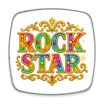 Vibrant Glitter Rock Star Embellishment - Square fridge magnet - white - Front