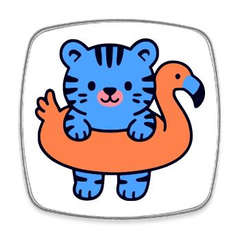 Little Floating Blue Tiger - Square fridge magnet - white - Front
